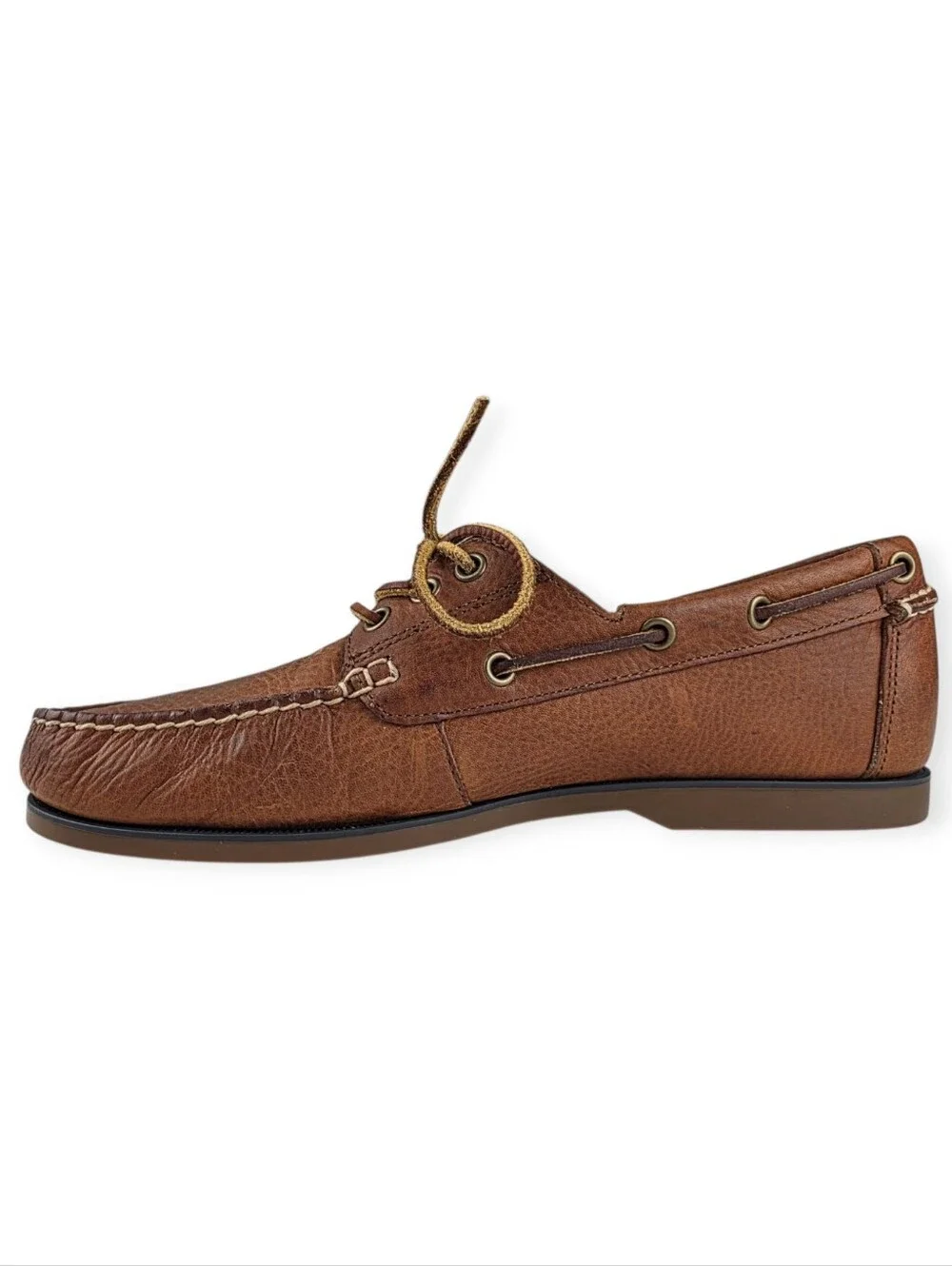 Polo Ralph Lauren Bienne Men's Tumbled Leather Boat Shoes Men’s Size 9.5D EUC